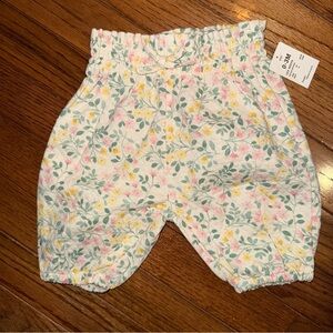 Cloud Island Cream Floral Bubble Baby Boho Pants w/ Elastic, Size 0-3 Month, NWT